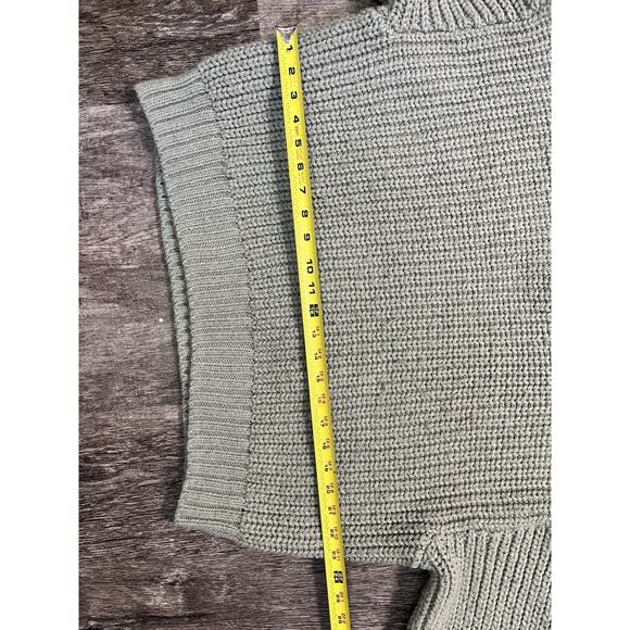 Women’s H&M Sage Green Chunky Knit Oversized Slouchy Sweater Size XL Cozy Fall - Picture 6 of 7